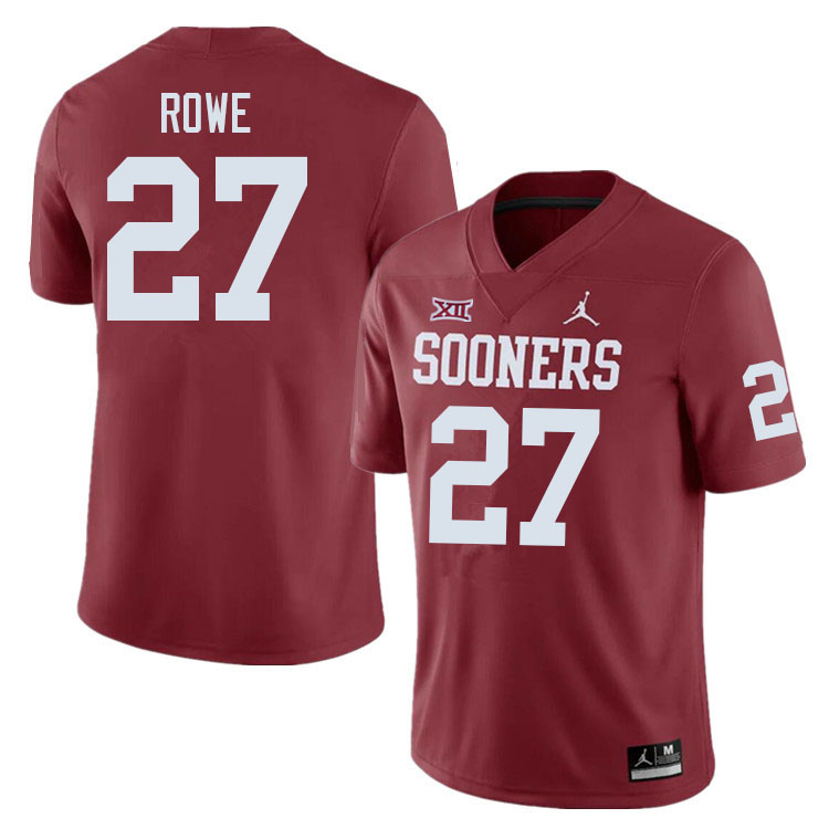 Men #27 Jayden Rowe Oklahoma Sooners College Football Jerseys Sale-Crimson